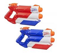 NERF Super Soaker Twin Tide - Juego de 2 pistolas de agua con 2 cañones cada una | Juego de 2 bombas de acción de bombeo - Tanque de 975 ml - Juguete de verano para niños a partir de 6 años