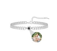 Nergaebe Pulseras personalizadas con imágenes en el interior, pulsera de imagen circular fotos personalizadas para mujeres/hombres/familia/pareja/amigos/mascota, Silver 2