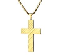 Neriku Collar de cruz de acero inoxidable para hombre, colgante de cruz con cadena negra/plata/oro de 18 quilates, regalos de confirmación de bautismo cristiano, regalo de graduación de San Valentín