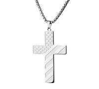 Neriku Collar de cruz de acero inoxidable para hombre, colgante de cruz con cadena negra/plata/oro de 18 quilates, regalos de confirmación de bautismo cristiano, regalo de graduación de San Valentín