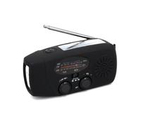 (Nero 2000 mAh) Power bank di emergenza a LED AM/FM/WB 10000 mAh Torcia radio a manovella Lampada da