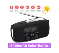 (Nero 2000 mAh) Radio de emergencia a mano de 10000 mAh, alimentata ad energia solare, ricevitore
