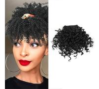 Nero Afro Kinly Ricci Bangs Clip Naturale Fake Fringe Bangs Short Curly Hairpieces Parrucca con Clip per le estensioni dei capelli delle donne