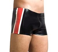 Nero e rosso bianco sexy boxer in lattice pantaloncini con finiture due lati biancheria intima gomma boyshorts slip, blu con finiture, L