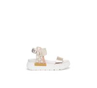 Nero Giardini E410704D - Sandalias de mujer de piel y material técnico, Platino, 35 EU