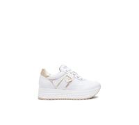 Nero Giardini E512910D Skipper Blanco Miel Zapatillas Moda para Mujer de Piel con Cuña Alta, Color blanco., 38