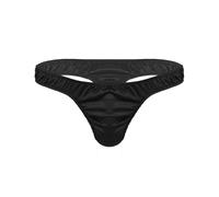 (Nero-L) Costumi da bagno da uomo, perizoma sexy, lencería, bikini a vita bassa, morbidi e lucidi, slip