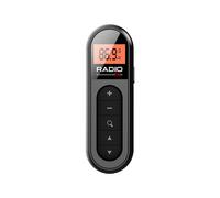 (Nero) Mini radio FM portátil 76-108 MHz, radio portátil ricaricabile con pantalla LCD retroiluminada