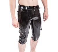 Nero sexy gamba lunga longue boxer shorts con cerniera e tasche slip di gomma, viola, femmina XS