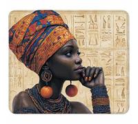 Nero Tappetino Mouse Piccolo 240x200x3mm, Tappetino Scrivania con Bordo Cucito, Mousepad Impermeabile e Antiscivolo, Pratica e Facile da Pulire, Accessori Gaming, Regalo Uomo, Donne Africane Q-4193