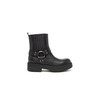 Nerogiardini- Botines de Cuero con Hebillas de Logotipo- Shoes- Mujer- Negro- 37 EU- Botines de Cuero con Hebillas de Logotipo
