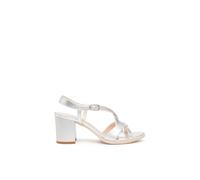 Nerogiardini - Sandalo in pelle laminata con fascette incrociate - Shoes - Mujer - Gris - 38 EU -