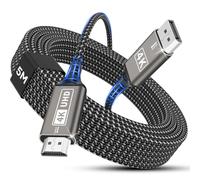 Nersligek Cable DisplayPort a HDMI 4K, Cable Unidireccional DP a HDMI Macho a Macho UHD 4k@30Hz, 2k@60Hz, 1080p Trenzado DP a HDTV Compatible con Monitores/Proyectores/HDTV, Lenovo, DELL, HP - 5M