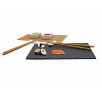 NERTHUS FIH 092 - Set de Sushi completo, Tabla de Pizarra, 2 juegos de Palillos, 2 apoya Palillos, Esterilla y 2 Vasos de Cerámica