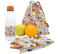 Nerthus FIH 1013 set botella acero inoxidable bolsa bocadillo y mochila infantil leones ideal para el cole