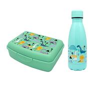 NERTHUS FIH 1028 SET Botella Doble Pared Acero Inox + Lunchbox Dinosaurios