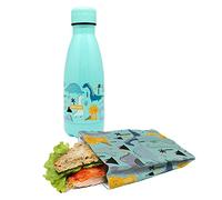 NERTHUS FIH 1030 SET Botella Doble Pared Acero Inox + Bolsa Sandwich Dinosaurio