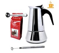 Nerthus FIH 1123 Cafetera de inducción 6 tazas + Pinza y cuchara + Batidora de leche set cafetera Cafetera + Cuchara + Batidor