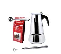 Nerthus FIH 1123 set cafetera italiana acero inoxidable inducción 6 tazas espumador y pinza para café