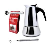 Nerthus FIH 1124 set cafetera italiana acero inoxidable inducción 10 tazas espumador y pinza para café