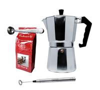 Nerthus FIH 1136 set cafetera italiana aluminio inducción 12 tazas espumador leche cuchara y pinza para café