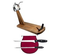 Nerthus FIH 1217 set jamonero cabezal giratorio cuchillo jamonero afilador y funda jamón burdeos para cortar jamón