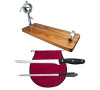 Nerthus FIH 1218 set jamonero cabezal giratorio telescópico cuchillo jamonero afilador y funda jamón burdeos para cortar jamón