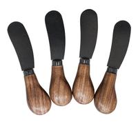 NERTHUS FIH 1303 set 4 cuchillos untar acero inoxidable mango madera hoja negra mesa aperitivos