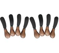 NERTHUS FIH 1303 Set de 4 Cuchillos para Untar con Mangos de Madera y hoja Negra, Elegancia y Funcionalidad para tu Mesa (Paquete de 2)
