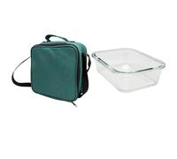 NERTHUS FIH 1500 Fiambrera térmica verde con recipiente hermético de cristal 1L, bolsa porta alimentos con interior aislante, fácil de limpiar, con asa, ideal para trabajo y oficina