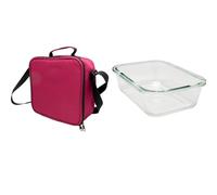 NERTHUS FIH 1501 Fiambrera térmica burdeos con recipiente hermético de cristal 1L, bolsa porta alimentos con interior aislante, fácil de limpiar, con asa, ideal para trabajo y oficina