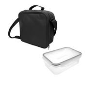 Nerthus FIH 1506 fiambrera térmica negra con recipiente hermético 1L bolsa aislante con asa ideal para trabajo oficina