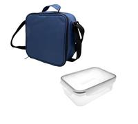 NERTHUS FIH 1507 Fiambrera térmica azul con recipiente hermético 1L, bolsa porta alimentos con interior aislante, fácil de limpiar, con asa, ideal para trabajo y oficina