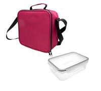 NERTHUS FIH 1509 Fiambrera térmica burdeos con recipiente hermético 1L, bolsa porta alimentos con interior aislante, fácil de limpiar, con asa, ideal para trabajo y oficina