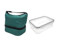 NERTHUS FIH 1512 Fiambrera térmica tipo bolso verde con recipiente hermético 1L, bolsa porta alimentos con doble compartimento, interior aislante, con asa, ideal para trabajo y oficina