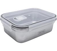 Nerthus FIH 1514 Recipiente hermético rectangular de acero inoxidable, libre de BPA, apto para microondas y congelador, ideal para almacenar y transportar alimentos