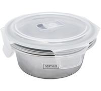 Nerthus FIH 1518 Recipiente hermético redondo de acero inoxidable, libre de BPA, apto para microondas y congelador, ideal para almacenar y transportar alimentos