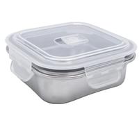 Nerthus FIH 1519 Recipiente hermético redondo de acero inoxidable, libre de BPA, apto para microondas y congelador, ideal para almacenar y transportar alimentos