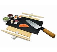 NERTHUS FIH 357 Set De Sushi, Negro/Plata, Porcelana