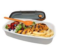 NERTHUS FIH 411 Lunch Box hermético Individual con Cuchara, Blanco/Naranja/Gris, Única