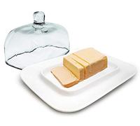 Nerthus FIH 412 mantequera porcelana con tapa cristal conservación mantequilla