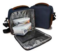 NERTHUS FIH 425 - Lunch Bag Azul Plastico Fiambrera bolsa termica porta alimentos, Navy + 2 tupper Herméticos, Libre de BPA, Azúl, Con 2 Tuppers