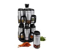 NERTHUS FIH 529 Especiero carrusel Giratorio de 12 frascos de Acero Inoxidable, Cristal