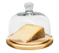 NERTHUS FIH 548 Quesera con Tapa De Cristal y Base de Madera, Vidrio, Transparente