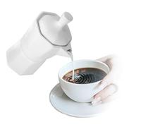 NERTHUS FIH 553 Jarra de leche de porcelana color blanco liso con diseño de cafetera italiana para leche o café