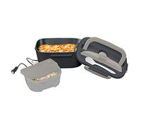 NERTHUS FIH 810 Lunch Box, Fiambrera Eléctrica 2 en 1 para Trabajo y Coche/Camión, 220V & 12V, Acero Inoxidable 18/8, Gris, 450 ml - 60 ml (FIH 810)