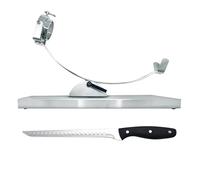Nerthus FIJ 1448 set jamonero basculante con cabezal giratorio de acero inoxidable y cuchillo jamonero para cortar jamón