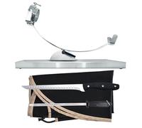 Nerthus FIJ 1449 set jamonero basculante con cabezal giratorio de acero inoxidable cubre jamón negro afilador manual y cuchillo jamonero
