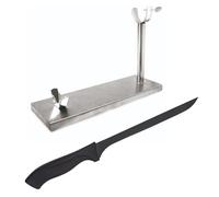 NERTHUS Jamonero de Acero Inoxidable con Base Antideslizante con Cuchillo Soporte para Jamón, INOX, Plegable Paleta + cuchillo