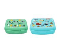 NERTHUS Pack Infantil FIH 923 Fiambrera Infatil Dinosaurios Caja de Almuerzo, Ligera y Fácil de Limpiar FIH 1357 Fiambrera Infatil Coches Caja de Almuerzo, Ligera y Fácil de Limpiar